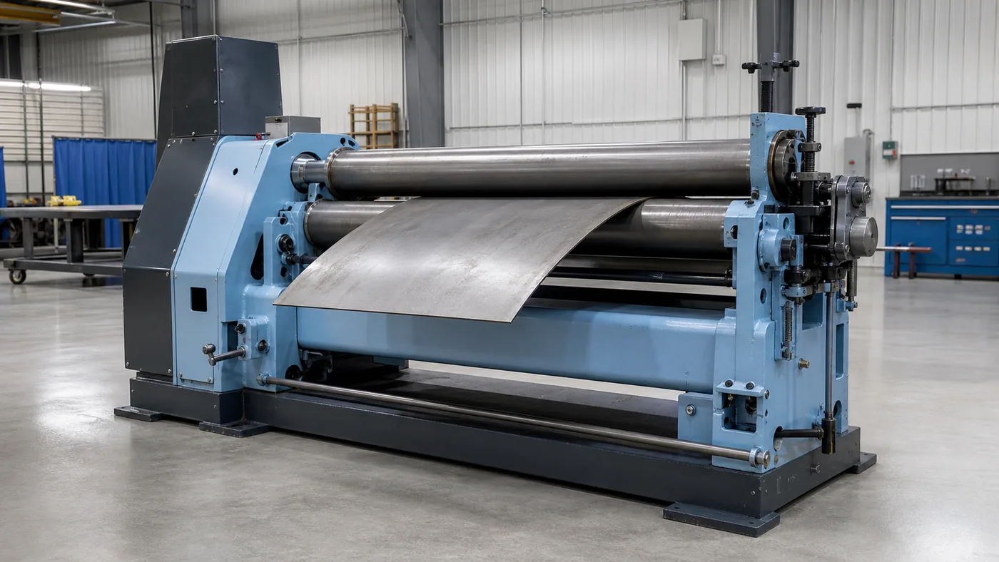 Industrial welding positioner beside a professional MIG welding station