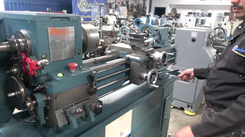 ENCO-12" x 24" Used Enco Bench Lathe (Great for Hobby Use or Home Lathe), Mdl. 110-2034, Steady Rest, 3  Jaw Chuck, 4-Way Tool post, Emergency Stop, Face Plate, Follow Rest, Drill Chuck,  Year (2001)  #A6796-01
