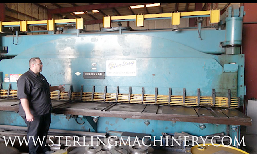 5/8" x 20' Used Cincinnati Hydraulic Heavy Duty Shear, Mdl. -, Front Supports, Rear Conveyor, Extra Blades, Recently Sharpened Blades, Squaring Arm, Ball Transfers In Table, Front Operated Power Back Gauge,  #CD5217