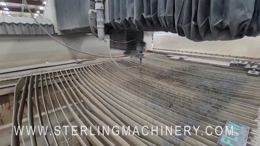 6' X 12' USED FLOW CNC FLYING BRIDGE WATERJET CNC WATER JET WITH 60,000 PSI (GUARANTEED BY FLOW DEALER), MDL. I-6012 INTEGRATED FLYING BRIDGE, 60,000 PSI, FLOWMASTER  VERSION 6 SOFTWARE, HOPPER, CHILLER UNIT, WATER SOFTENER UNIT, 6 BAGS OF GARNET, NEW SET OF TABLE SLATS,  YEAR (2003)  #A6750