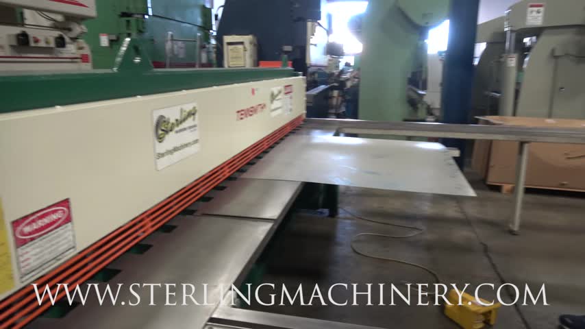Tennsmith-10 GA. X 10' USED TENNSMITH POWER SHEAR WITH GO-TO BACKGAUGE SYSTEM, MDL. LM-1014, 10' SQUARE ARM, SQUARE ARM, 2- FRONT SUPPORTS, POWER GO-TO BACKAGAUGE CONTROL, NEW REPLACEMENT COST OF $38,000, REAR DROP SHEET SUPPORT SYSTEM, USA MADE!, YEAR (2007) #A590-01