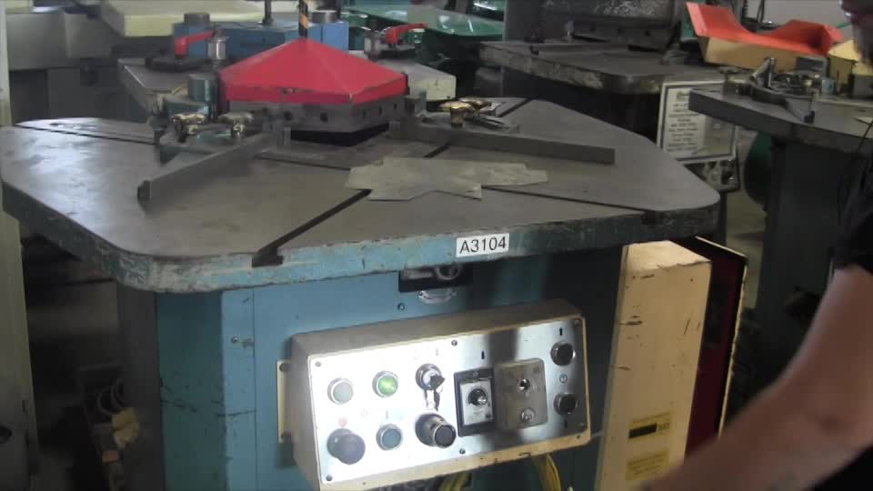 1/8\" x 8 5/8\" Used Amada Power Corner Shear Notcher, Mdl. CS-220, Twin Work Guides, Timer, Foot Pedal,  #A3104
