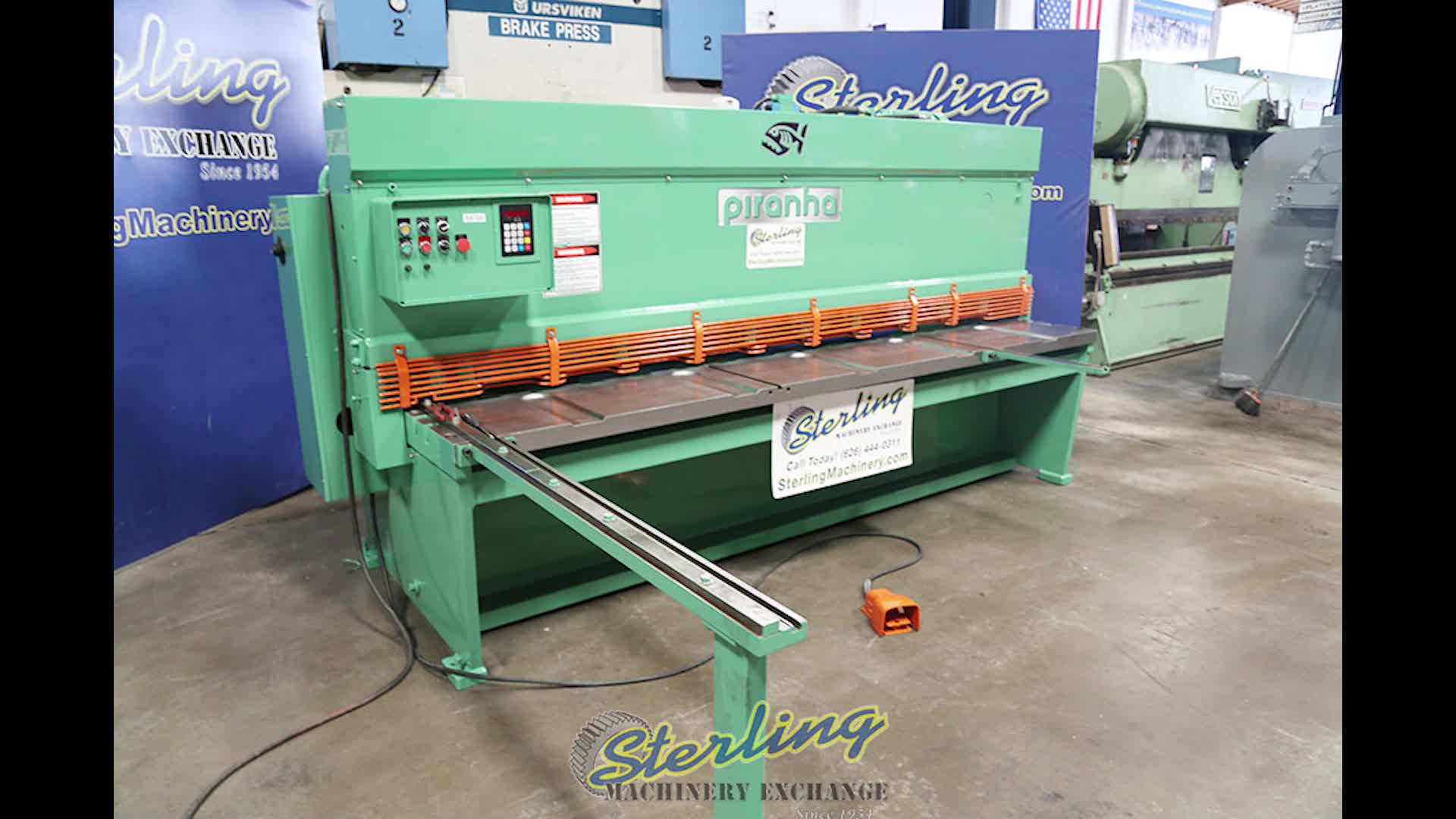 PIRANHA-1/4" x 10' Used Piranha Hydraulic Metal Cutting Shear, Mdl. 1/4" x 10', Square arm, Power Stroke Length Adjustment,  Electric Foot Pedal, Front Operated Power Back GaugeWith Indicator, #a4795-01