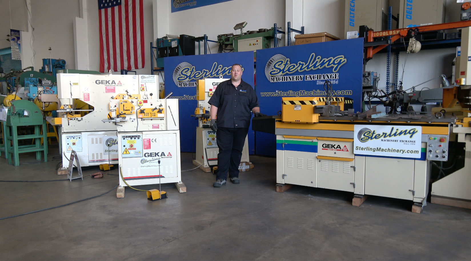 Geka-40 Ton Brand New Geka Hydraulic Ironworker, Mdl. Microcrop 36, Quick Change Punch Holder, Support & Miter Table for Plate Shear, Machined Punch Gauging Table with X & Y Scales and Backstop, 40" Calibrated Electric Length Gauge, Round Punch & Die Starter S-01