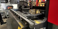 88 Tons x 8' Used Amada CNC Hydraulic Press Brake with NC9EXII CNC Control, Mdl. RG-80, Amada NC9- EX II CNC Back Gauge (3 Axis), Foot Treadle, Made In Japan, Manual Pneumatic Adjustable Fingers, Ram Die Clamps, Year(1994) #P1070