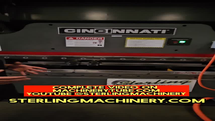 90 TON X 8' USED CINCINNATI PROFORM CNC HYDRAULIC PRESS BRAKE, MDL. 90PF+6, CINCINNATI PROFORM CONTROL, PRO TECH LIGHT CURTAIN SAFETY SYSTEM, FOOT PEDAL CONTROLLED, SAFETY CAGE GUARDS, 14,742 HOURS POWER ON TIME, MAIN DRIVE TIME 2,524 HOURS, 126 TOTAL CYCLE TIME, R AXIS CNC BACKGAUGE, YEAR(2016) #P1063