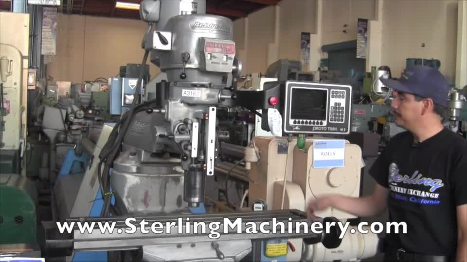 BRIDGEPORT-SPANISH: 9 "x 42" Usado Bridgeport Prototrak CNC fresadora vertical, MDL. Serie 1, Chrome Caminos, Bijur Sistema de lubricaci�n autom�tica, Z Axis Quill lectura digital, Prototrak M2 (2 ejes) &#8203;&#8203;Controller, # A3182  Para comprar o vender m�quinas nuevas o-01
