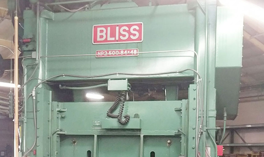 Bliss-500 Ton Used Bliss Straight Side Stamping Press (BIG HEAVY DUTY PUNCH PRESS), Mdl. HP2-500-84X48, Bliss Controls, Data Instruments SmartPAK Wintriss Press Automation Control, AutoSetPAC, Wintriss Load Analyzer, (2) Programmable Cam Outputs, DiPRO and DSI2-01