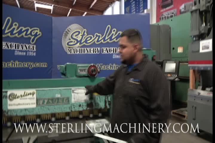 Wysong-10 Ga. X 4 'Usado wysong Poder Shear, MDL. 1052, Frente de accionamiento a motor Volver v�a con el indicador, Plaza de Armas, (2) soportes frontales, One Shot sistema de lubricaci�n, Pie Pedal el�ctrico, # A4573-01