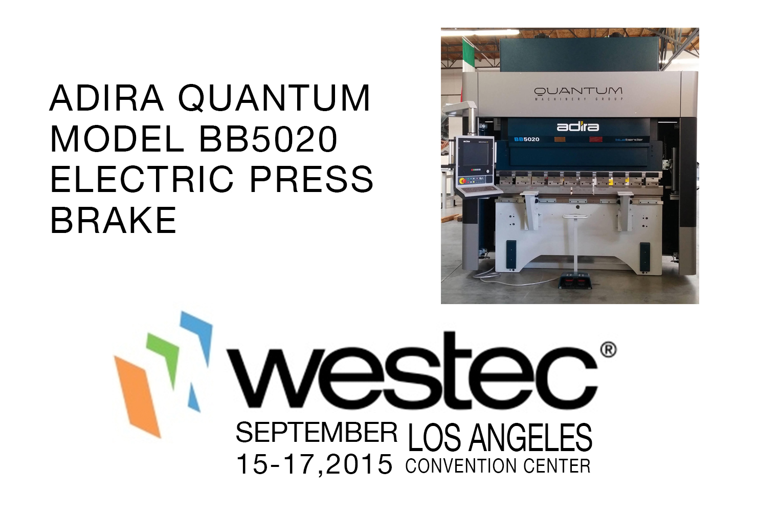 ADIRA-ADIRA MODEL BB5020 ELECTRIC PRESS BRAKE DEMONSTRATION WESTEC 2015-01