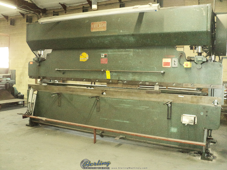 Chicago-Lot 75 PUBLIC WEBCAST AUCTIONCUSTOM METAL FURNITURE & SHEETMETAL FABRICATION FACILITY Lot 75 - CHICAGO 1214-C PRESS BRAKE, 12� X 75 TON, FRONT OPERATED MANUAL BACK GAGE, S/N L-17445-01