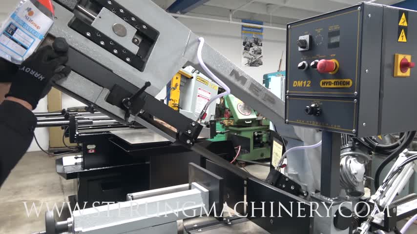 10 "x 12" nuevo Hydmech manual (doble Mitre) cabeza giratoria horizontal Sierra de la banda, Mdl. DM-12, Operado manualmente Swing f�cil, cabeza de la sierra del molde, lanzamiento r�pido Vise del arrabio con las formas de la cola de milano, tabla girator