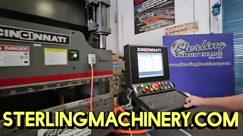 90 TON X 8' USED CINCINNATI PROFORM CNC HYDRAULIC PRESS BRAKE, MDL. 90PF+6, CINCINNATI PROFORM CONTROL, PRO TECH LIGHT CURTAIN SAFETY SYSTEM, FOOT PEDAL CONTROLLED, CROWNING, REAR SAFETY CAGE GUARDS, 14,742 HOURS POWER ON TIME, MAIN DRIVE TIME 2,524 HOURS, 126 TOTAL CYCLE TIME, R AXIS CNC BACKGAUGE, YEAR(2016) #P1063