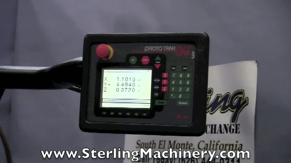 9\" x 49\" Used Trak Bed Type 2 Axis CNC Milling Machine with a 3 Axis DRO, Mdl. DPME2, 2 Axis Proto Trak Edge 3, 2 Axis CNC Control with a 3 Axis Readout, Ultron Snap Change Draw Bar, Ultron Snap On Collets, A/C Inverted Spindle, Acu-rite Z Axis Readout, C