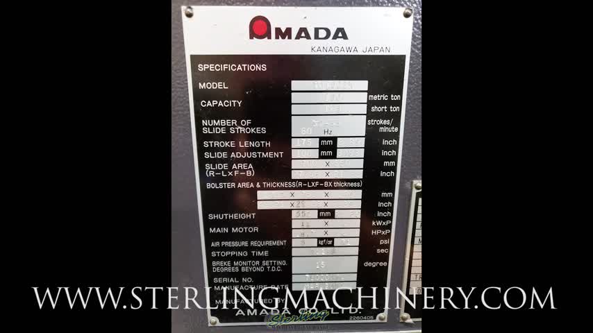 Amada-165 Ton x 6.89", Used Amada Eccentric Geared Gap Frame Press, Mdl. TP 150-EX, A5814-01