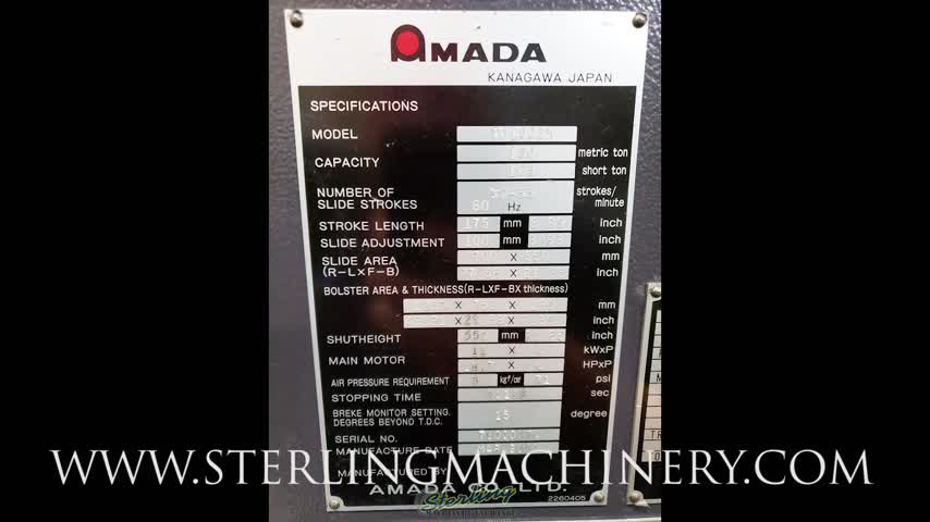 165 Ton x 6.89", Used Amada Eccentric Geared Gap Frame Press, Mdl. TP 150-EX, A5814