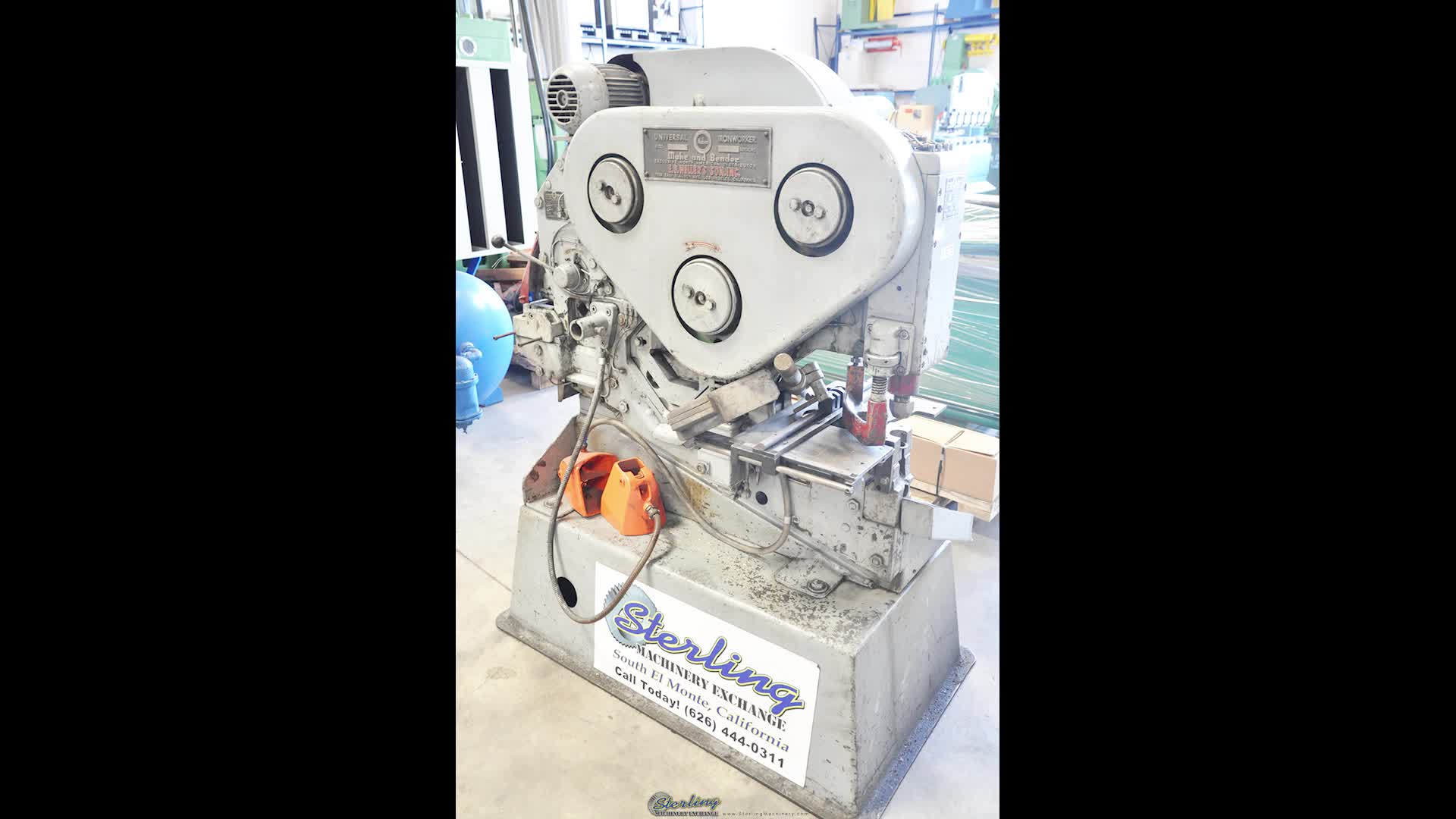 Mubea-38 TON USED MUBEA MECHANICAL IRONWORKER, MDL. KBL-0, MAGNETIC START/STOP PUSH BUTTON, DUAL FOOT PEDAL, BAR SHEAR, COPER NOTCHER ATTACHMENT, PUNCH ATTACHMENT, SECTION SHEAR ATTACHMENT, #A3873-01