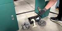 Grizzly-11" X 26" Used Grizzly Variable Speed Hobby Lathe, Mdl. G9972Z, Stand & Cabinet, 3  Jaw Chuck, T Slotted Compound, 4 Way Tool Holder, Single Phase Motor, Emergency Stop Button, #A7675-01