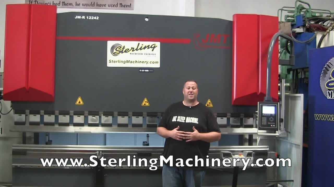 JMT-242 Ton x 12' Brand New JMT CNC Hydraulic Press Brake, Mdl. JMR-12242D, Delem DA52 2D Graphic Control with Auto Angle Calculation, Y1 & Y2 Closed Loop Ram Positioning, Euro/American Style Punch Clamps, Dual Palm/Foot Pedal Pedestal Control, Rear Worklight-01