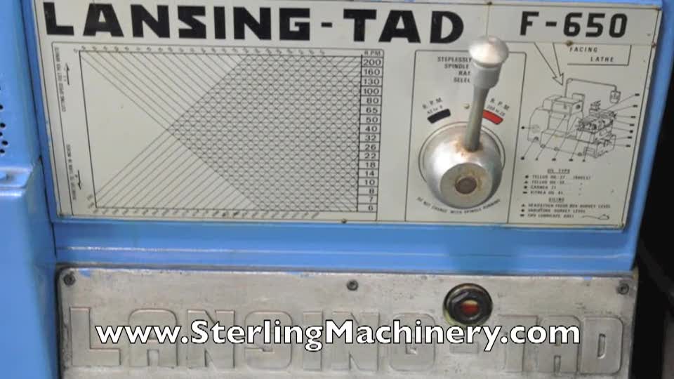 Lansing-53" Used Lansing Facing T - Lathe, Mdl. TAD - F650,  47" Face Plate, 2 Axis Digital Readout System, High/ Low Gear box #A1374-01