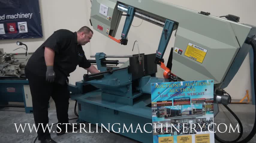 Baileigh-17" x 24" Brand New Baileigh Horizontal Semi-Automatic Dual Mitering (Swivel) Variable Speed Metal Cutting Band Saw , Mdl. BS-24SA-DM, 1-1/2" Blade, Semi-Automatic Operation, Hydraulic Vise & Bow, Dual Mitering Swivel Head Design, Head Miters Up to 60 Deg-01