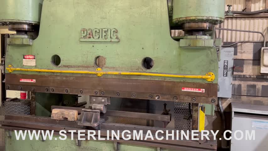 200 Ton x 8' Used Pacific Hydraulic Press Brake (Heavy Duty, ALL ABOVE GROUND- No Pit), Mdl. 200-8, Foot Pedal Control, Manual Backgauge, Single Foot Control, #A7068