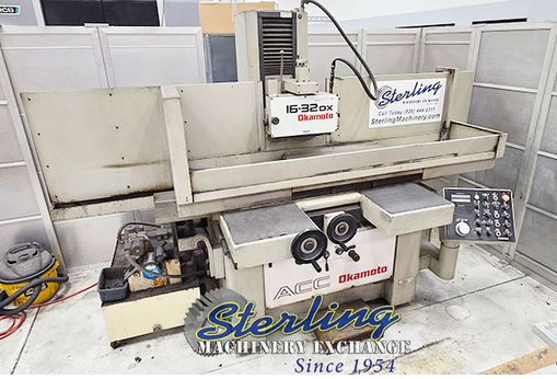 OKAMOTO-16" x 32" Used Okamoto Automatic Surface Grinder, Mdl. ACC-1632DX, Manual Over The Wheel Dresser, #2 Radius Attachment With Work Head, Indexing Attachment & 5C Collet Attachment, Paper Filter Coolant System, #A7735-01