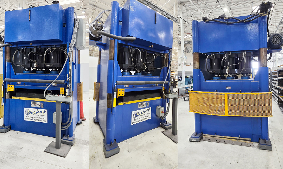 Beckwood-1000 Tons x 8" Used Beckwood Hydraulic 4 Post Pad Forming Press, Mdl. 4P1000F4860, New Replacement Cost Over $850,000, Great For Hydraulic Press Forming Shallow Parts- Die Samples In Photos, Year(2004) #A7733 . Please contact us for shipping deal.-01