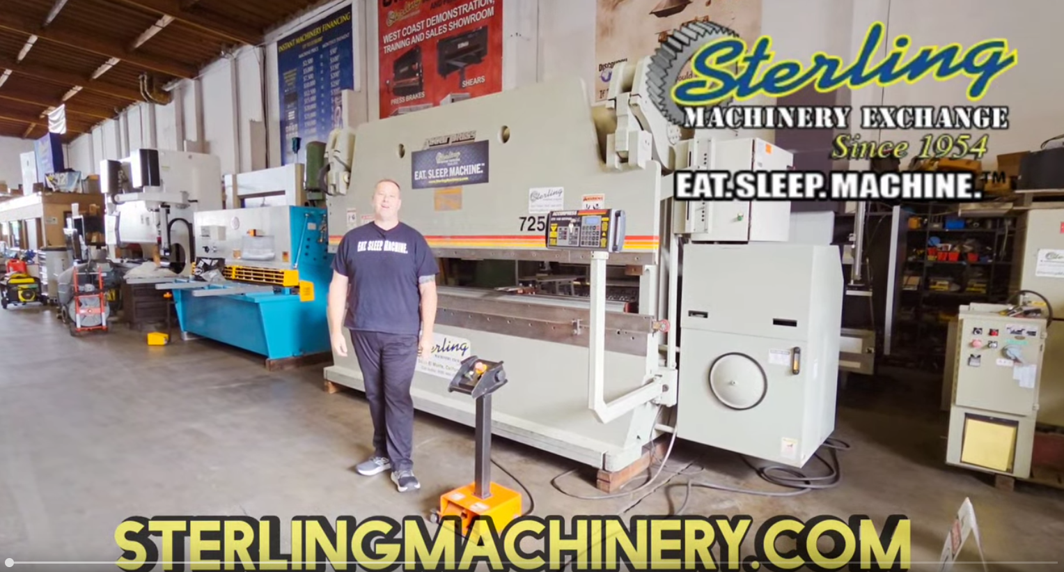 Accurpress-250 Tons x 12' Used Accurpress Hydraulic CNC Press Brake (Most Popular) "Guaranteed From Dealer" All Above Ground! NO PIT NEEDED., Mdl. 725012, Low Profile Design, CNC Ram And Single Axis Backgauge, CNC Controlled X Axis Back Gauge, Die Rail, Adjustable Bend Speed, Manual R-Axis On Backgauge, #A7804-01