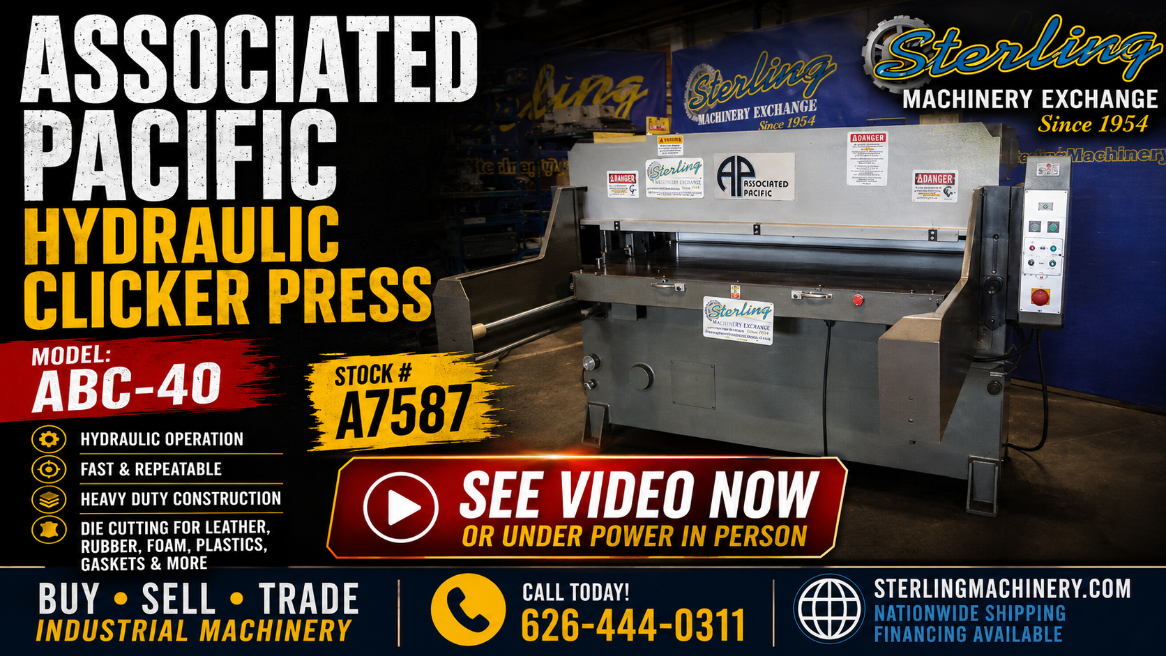 APMC-APMC ABC-40 40-Ton Hydraulic Sliding-Bed Clicker Press | Stock A7587-01
