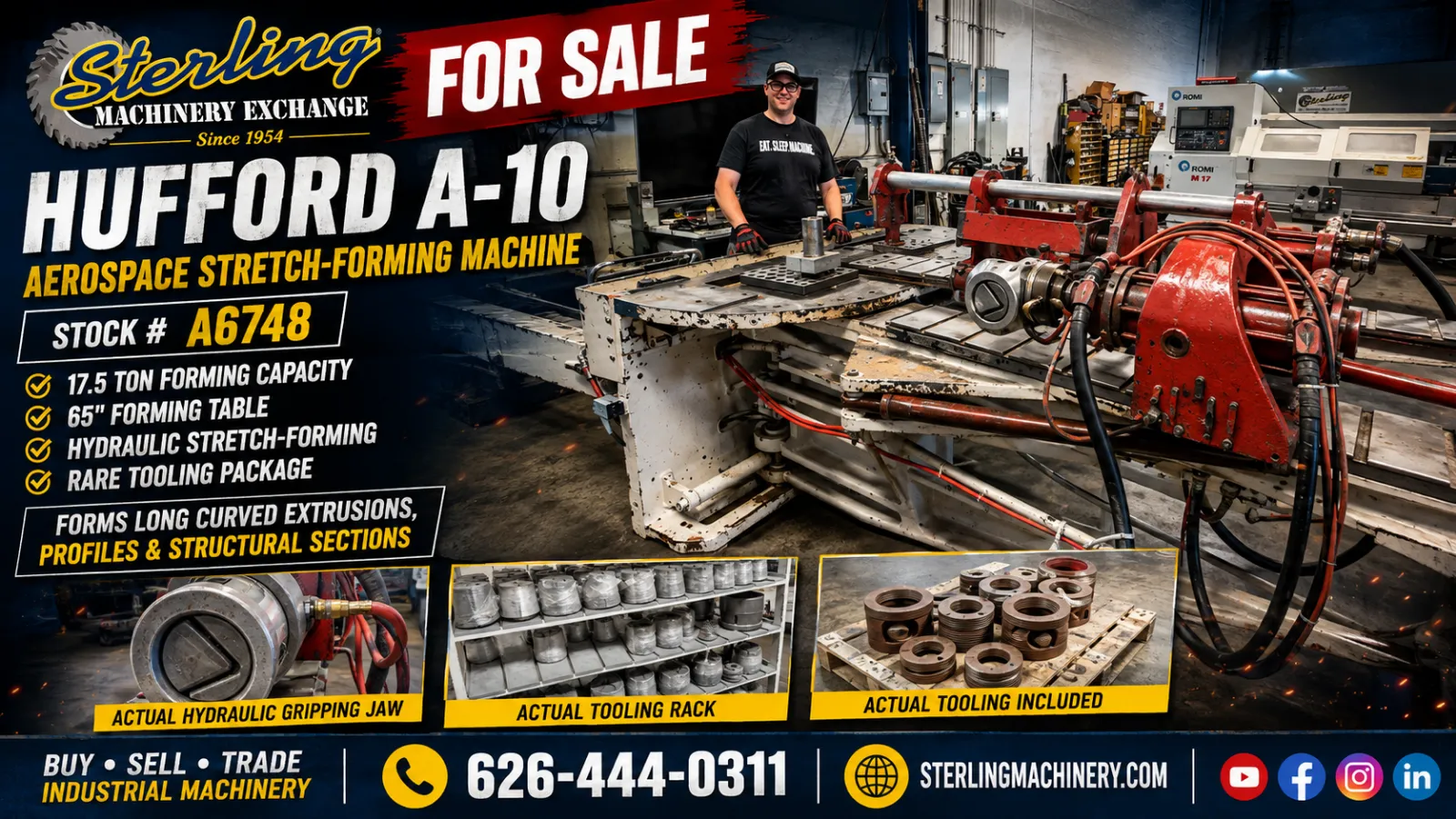 Hufford-Hufford A-10 17.5-Ton Aerospace Stretch-Wrap Forming Machine | Stock A6748-01