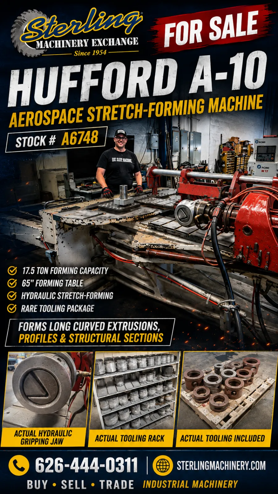Hufford-Hufford A-10 17.5-Ton Aerospace Stretch-Wrap Forming Machine - | Stock A6748-01